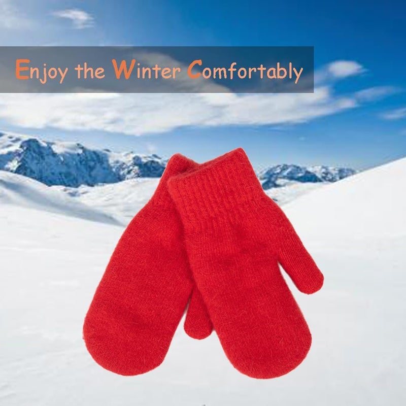 FGSS Winter Warm Mittens for Women Men - Soft Faux Rabbit Fur Mittens Elastic Cuff Stretchy Knit Gloves Cold Weather - Image 5